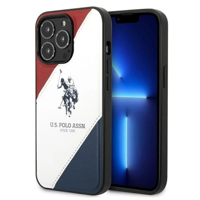 Чохол U.S. Polo Assn. Tricolor Embossed для iPhone 14 Pro Max White (USHCP14XPSO3)