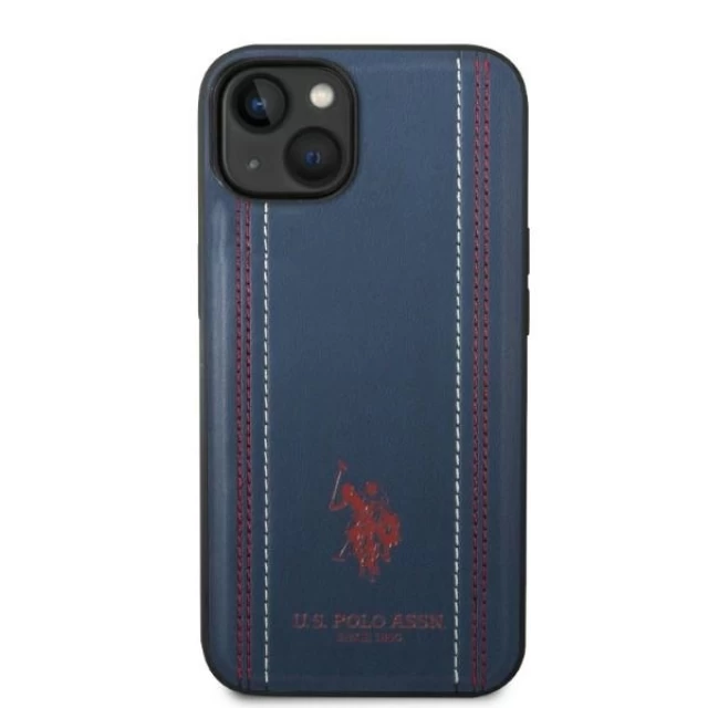 Чохол U.S. Polo Assn. Leather Stitch для iPhone 14 Navy Blue (USHCP14SPSO3)