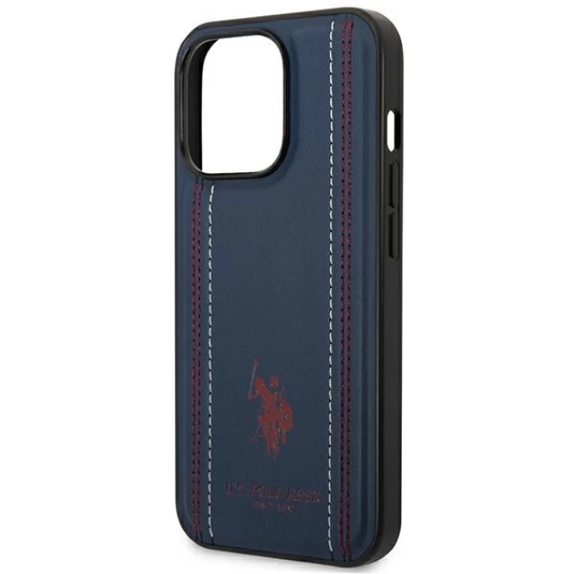 Чехол U.S. Polo Assn. Leather Stitch для iPhone 14 Pro Navy Blue (USHCP14LPFAV)