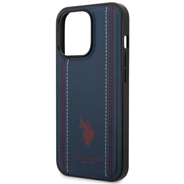 Чохол U.S. Polo Assn. Leather Stitch для iPhone 14 Pro Navy Blue (USHCP14LPFAV)