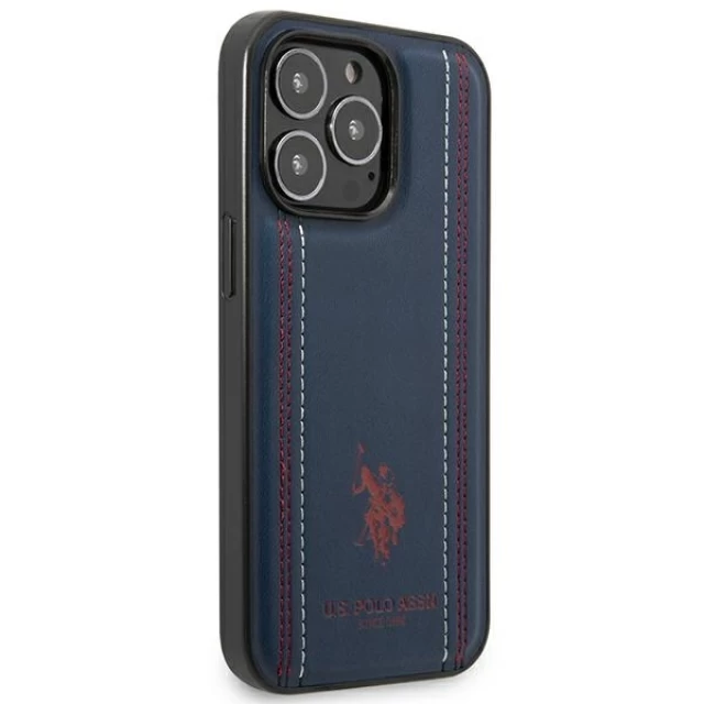 Чехол U.S. Polo Assn. Leather Stitch для iPhone 14 Pro Max Navy Blue (USHCP14XPFAV)