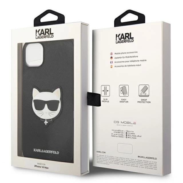 Чехол Karl Lagerfeld Saffiano Choupette Head Patch для iPhone 14 Plus Black (KLHCP14MSAPCHK)