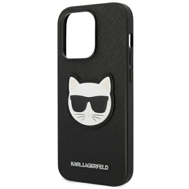 Чохол Karl Lagerfeld Saffiano Choupette Head Patch для iPhone 14 Pro Black (KLHCP14LSAPCHK)