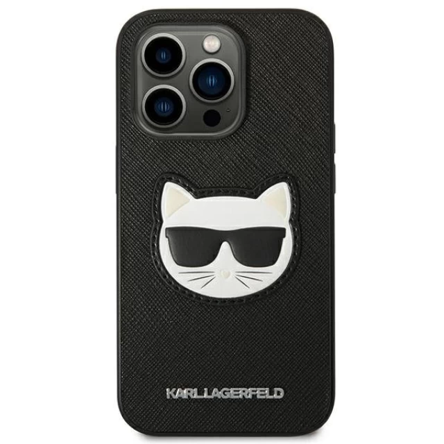 Чехол Karl Lagerfeld Saffiano Choupette Head Patch для iPhone 14 Pro Black (KLHCP14LSAPCHK)