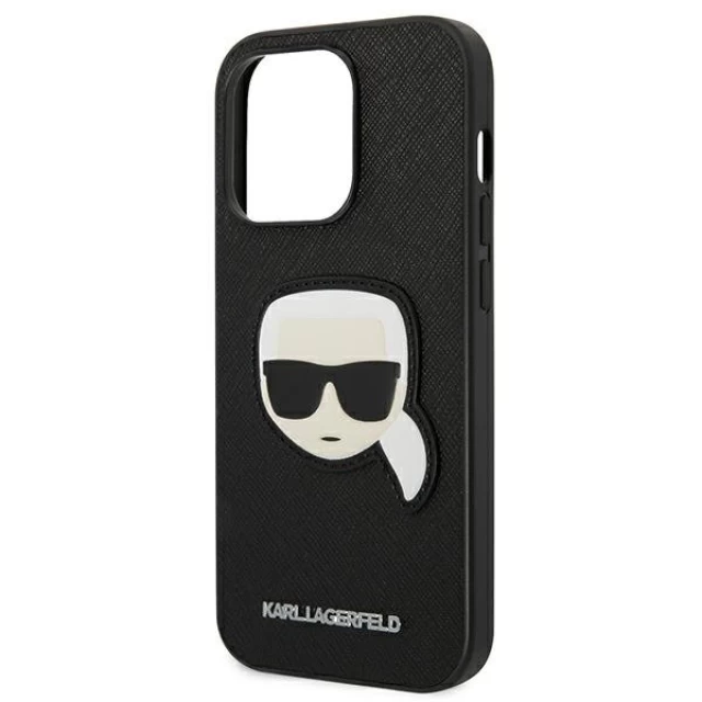 Чехол Karl Lagerfeld Saffiano Karl`s Head Patch для iPhone 14 Pro Black (KLHCP14LSAPKHK)