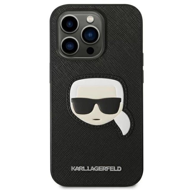 Чехол Karl Lagerfeld Saffiano Karl`s Head Patch для iPhone 14 Pro Max Black (KLHCP14XSAPKHK)