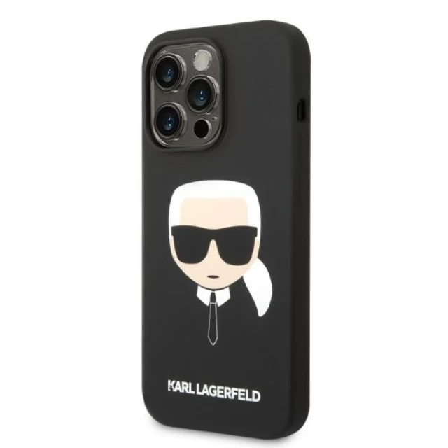 Чохол Karl Lagerfeld Silicone Karl's Head для iPhone 14 Pro Max Black with MagSafe (KLHMP14XSLKHBK)