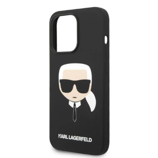 Чехол Karl Lagerfeld Silicone Karl's Head для iPhone 14 Pro Max Black with MagSafe (KLHMP14XSLKHBK)
