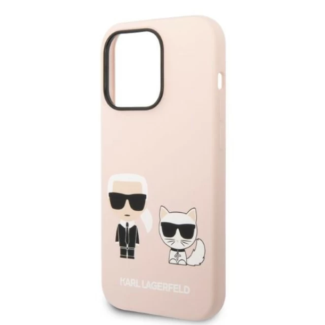 Чехол Karl Lagerfeld Silicone Karl & Choupette для iPhone 14 Pro Light Pink with MagSafe (KLHMP14LSSKCI)