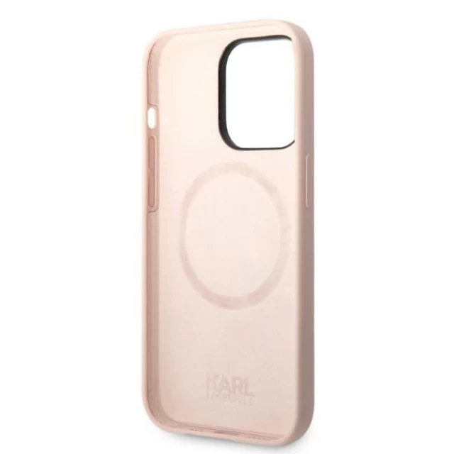 Чохол Karl Lagerfeld Silicone Karl & Choupette для iPhone 14 Pro Light Pink with MagSafe (KLHMP14LSSKCI)