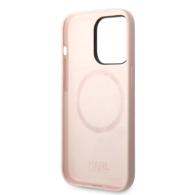 Чохол Karl Lagerfeld Silicone Karl & Choupette для iPhone 14 Pro Max Light Pink with MagSafe (KLHMP14XSSKCI)