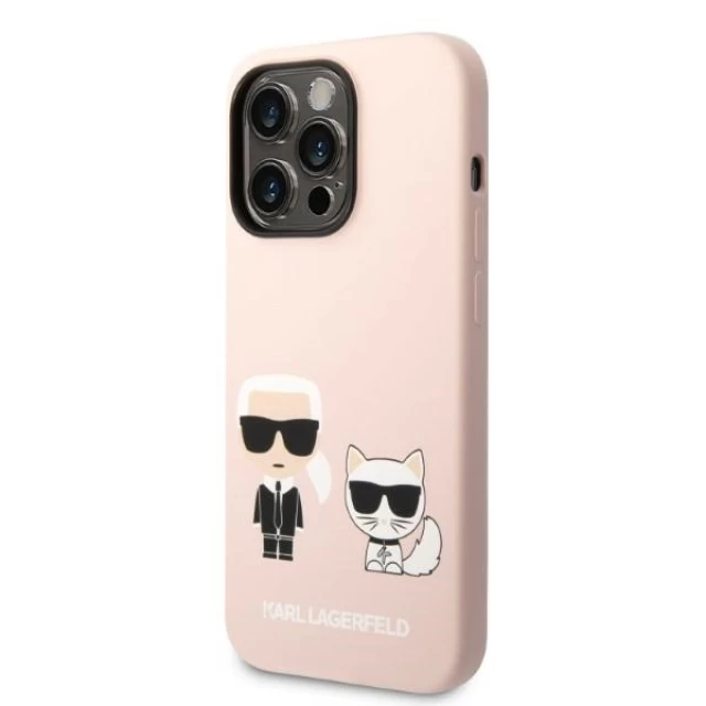 Чехол Karl Lagerfeld Silicone Karl & Choupette для iPhone 14 Pro Max Light Pink with MagSafe (KLHMP14XSSKCI)