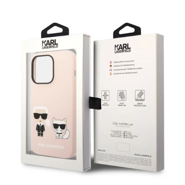 Чехол Karl Lagerfeld Silicone Karl & Choupette для iPhone 14 Pro Max Light Pink with MagSafe (KLHMP14XSSKCI)