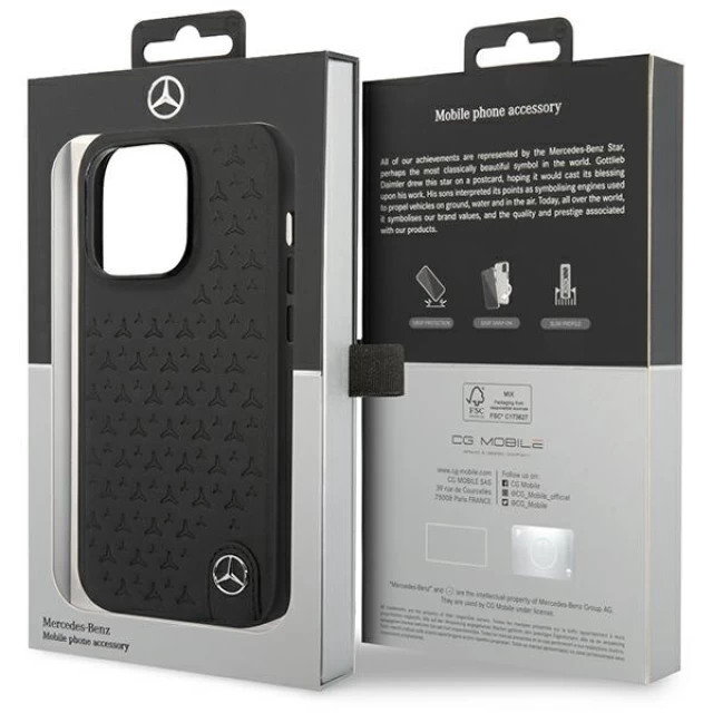 Чохол Mercedes Leather Stars Pattern для iPhone 14 Pro Black (MEHCP14L8REMPK)