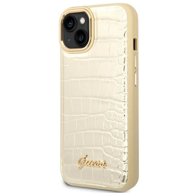 Чехол Guess Croco Collection для iPhone 14 Plus Gold (GUHCP14MHGCRHD)