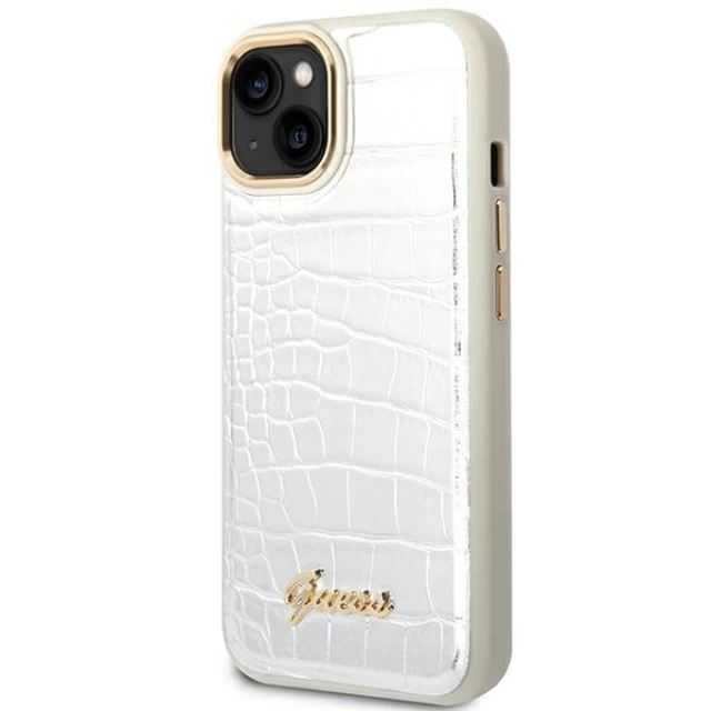 Чехол Guess Croco Collection для iPhone 14 Plus Silver (GUHCP14MHGCRHS)