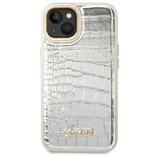 Чохол Guess Croco Collection для iPhone 14 Plus Silver (GUHCP14MHGCRHS)