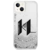 Чехол Karl Lagerfeld Liquid Glitter Big KL для iPhone 14 Silver (KLHCP14SLBKLCS)