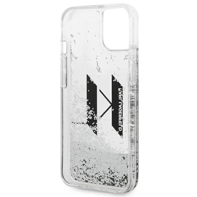 Чехол Karl Lagerfeld Liquid Glitter Big KL для iPhone 14 Silver (KLHCP14SLBKLCS)