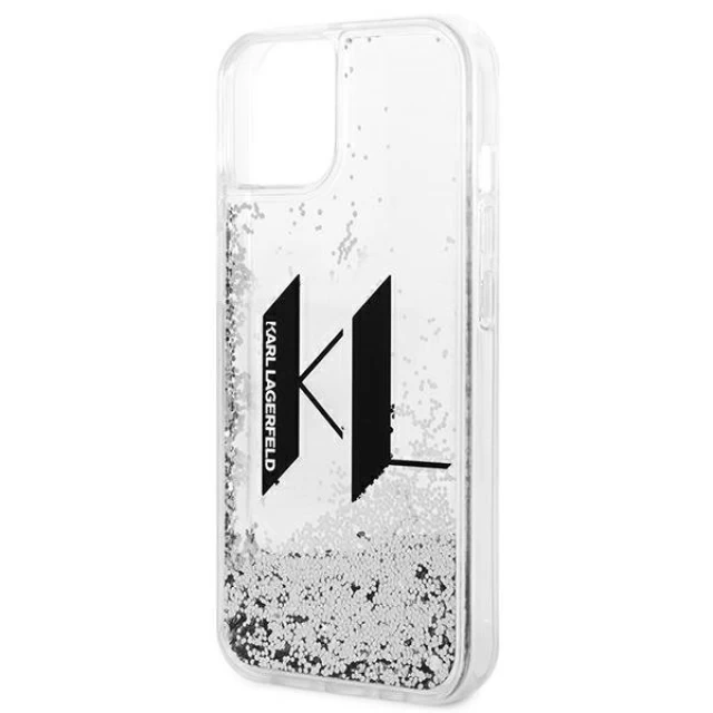 Чохол Karl Lagerfeld Liquid Glitter Big KL для iPhone 14 Silver (KLHCP14SLBKLCS)