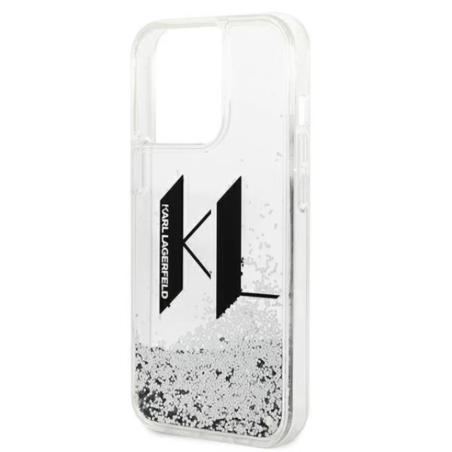 Чохол Karl Lagerfeld Liquid Glitter Big KL для iPhone 14 Pro Silver (KLHCP14LLBKLCS)
