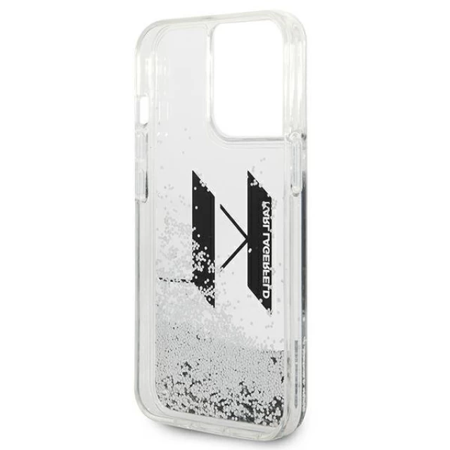 Чохол Karl Lagerfeld Liquid Glitter Big KL для iPhone 14 Pro Max Silver (KLHCP14XLBKLCS)