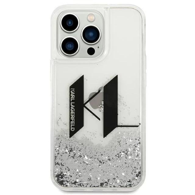 Чехол Karl Lagerfeld Liquid Glitter Big KL для iPhone 14 Pro Max Silver (KLHCP14XLBKLCS)