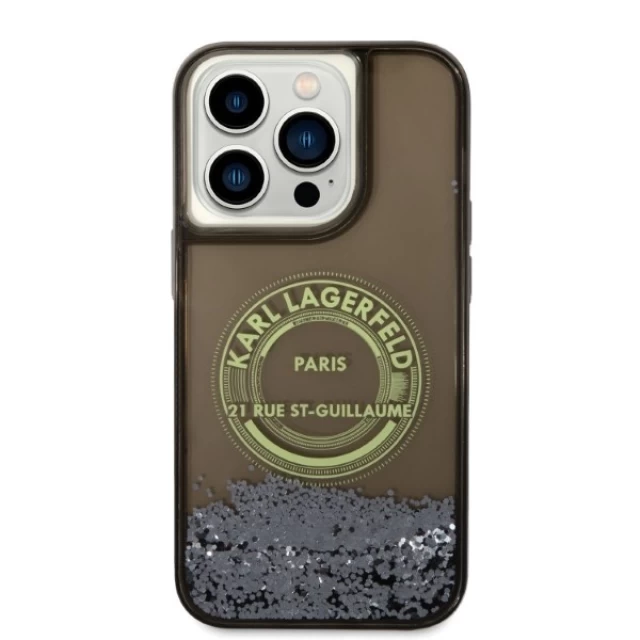 Чехол Karl Lagerfeld Liquid Glitter RSG для iPhone 14 Pro Black (KLHCP14LLCRSGRK)