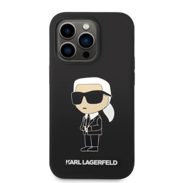 Чохол Karl Lagerfeld Silicone Ikonik для iPhone 14 Pro Max Black (KLHCP14XSNIKBCK)