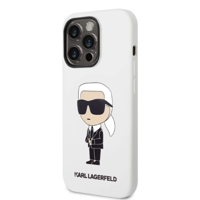 Чохол Karl Lagerfeld Silicone Ikonik для iPhone 14 Pro Max White (KLHCP14XSNIKBCH)