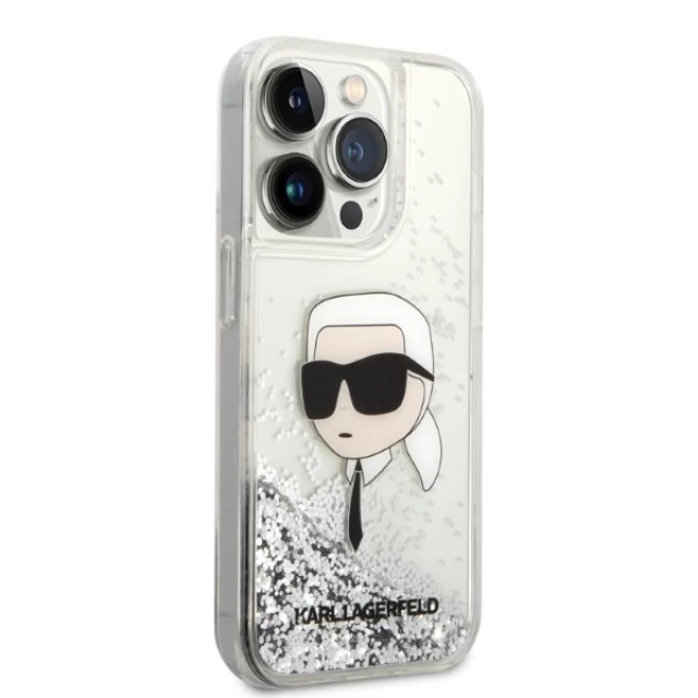 Чохол Karl Lagerfeld Glitter Karl Head для iPhone 14 Pro Silver (KLHCP14LLNKHCH)