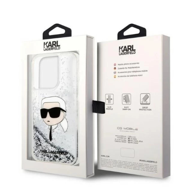 Чохол Karl Lagerfeld Glitter Karl Head для iPhone 14 Pro Max Silver (KLHCP14XLNKHCH)