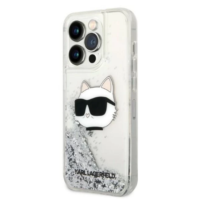Чехол Karl Lagerfeld Glitter Choupette Head для iPhone 14 Pro Silver (KLHCP14LLNCHCS)