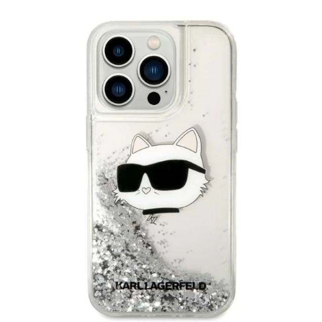 Чохол Karl Lagerfeld Glitter Choupette Head для iPhone 14 Pro Silver (KLHCP14LLNCHCS)