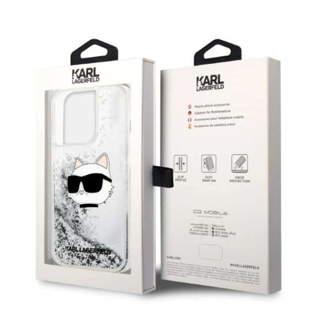 Чехол Karl Lagerfeld Glitter Choupette Head для iPhone 14 Pro Max Silver (KLHCP14XLNCHCS)