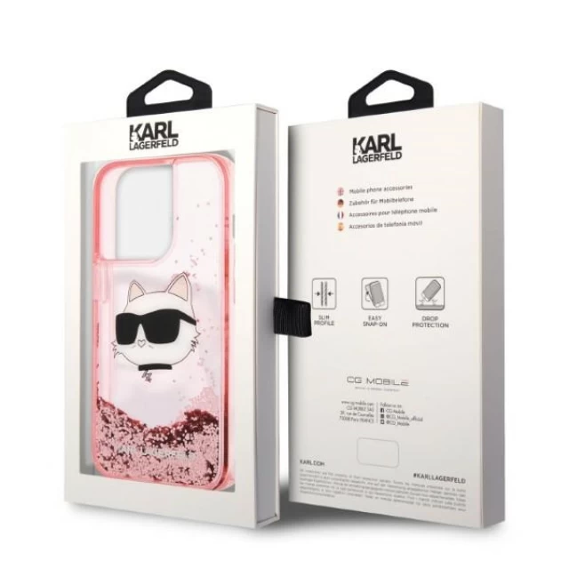 Чохол Karl Lagerfeld Glitter Choupette Head для iPhone 14 Pro Max Pink (KLHCP14XLNCHCP)