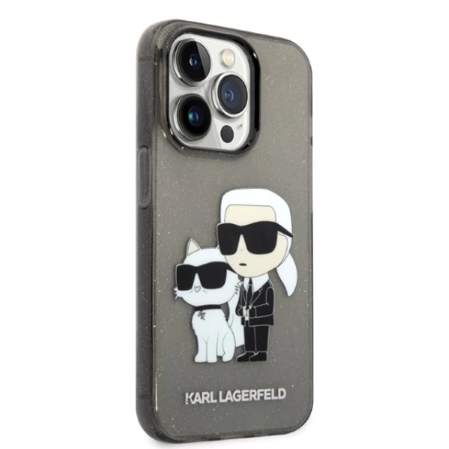 Чехол Karl Lagerfeld Gliter Karl & Choupette для iPhone 14 Pro Black (KLHCP14LHNKCTGK)