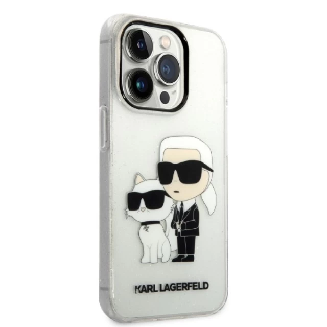 Чохол Karl Lagerfeld Gliter Karl & Choupette для iPhone 14 Pro Max Transparent (KLHCP14XHNKCTGT)