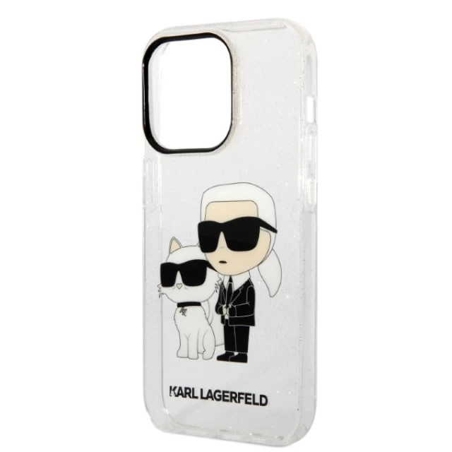Чехол Karl Lagerfeld Gliter Karl & Choupette для iPhone 14 Pro Max Transparent (KLHCP14XHNKCTGT)