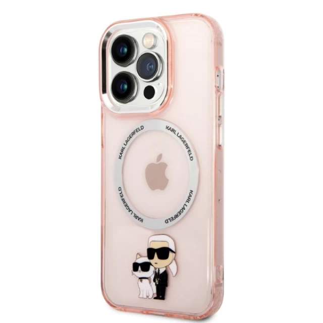 Чохол Karl Lagerfeld Iconic Karl & Choupette для iPhone 14 Pro Pink with MagSafe (KLHMP14LHNKCIP)