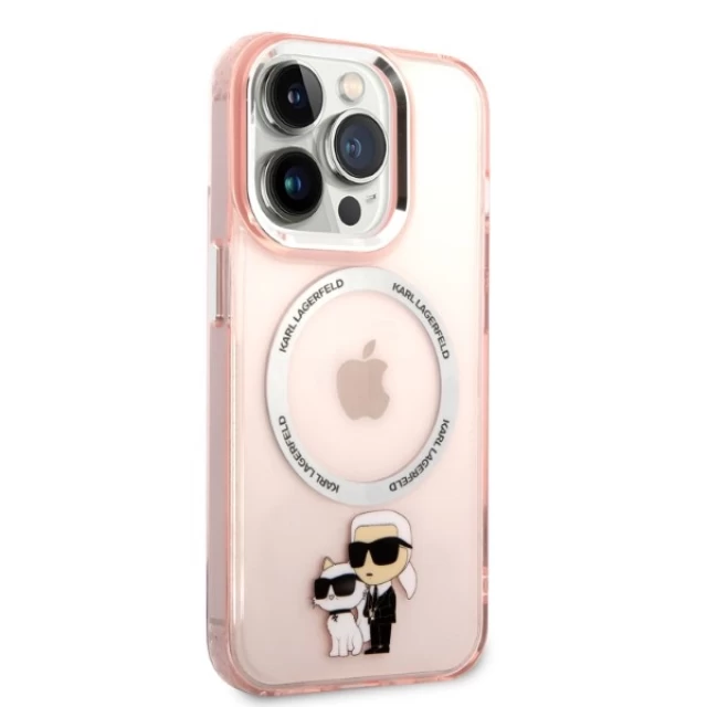Чехол Karl Lagerfeld Iconic Karl & Choupette для iPhone 14 Pro Pink with MagSafe (KLHMP14LHNKCIP)