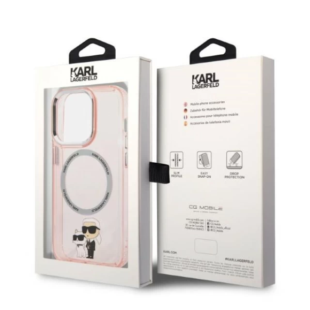 Чехол Karl Lagerfeld Iconic Karl & Choupette для iPhone 14 Pro Max Pink with MagSafe (KLHMP14XHNKCIP)