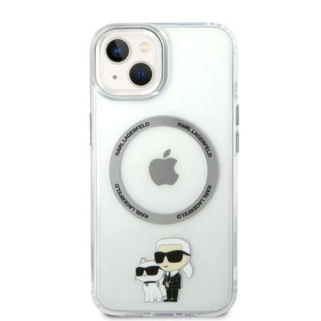 Чехол Karl Lagerfeld Iconic Karl & Choupette для iPhone 14 Transparent with MagSafe (KLHMP14SHNKCIT)