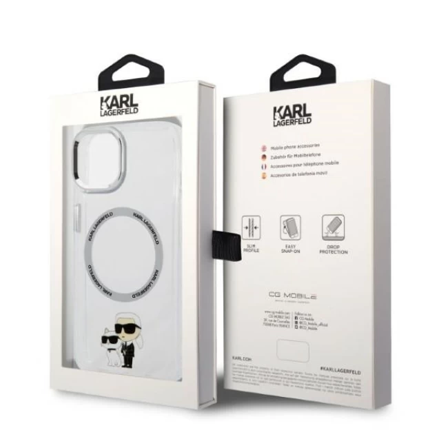 Чехол Karl Lagerfeld Iconic Karl & Choupette для iPhone 14 Plus Transparent with MagSafe (KLHMP14MHNKCIT)