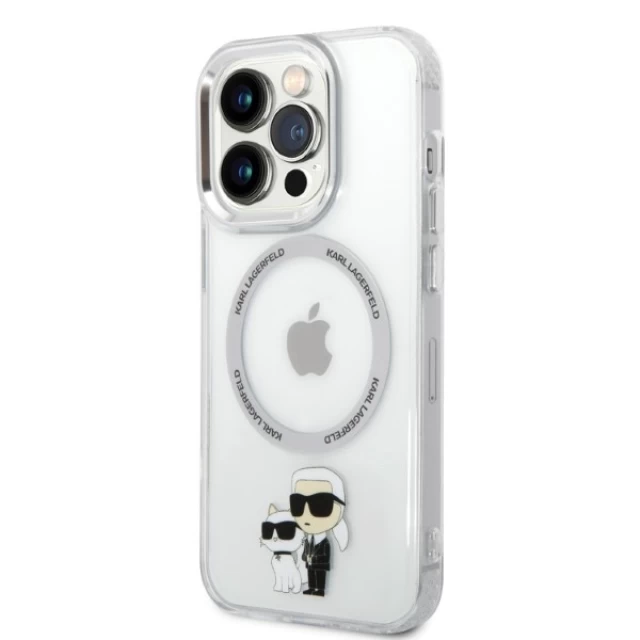 Чохол Karl Lagerfeld Iconic Karl & Choupette для iPhone 14 Pro Transparent with MagSafe (KLHMP14LHNKCIT)