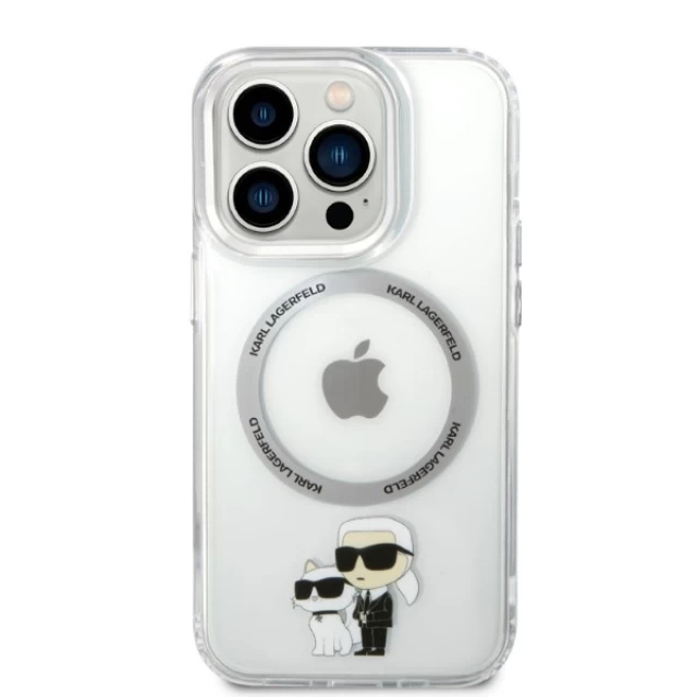 Чохол Karl Lagerfeld Iconic Karl & Choupette для iPhone 14 Pro Transparent with MagSafe (KLHMP14LHNKCIT)