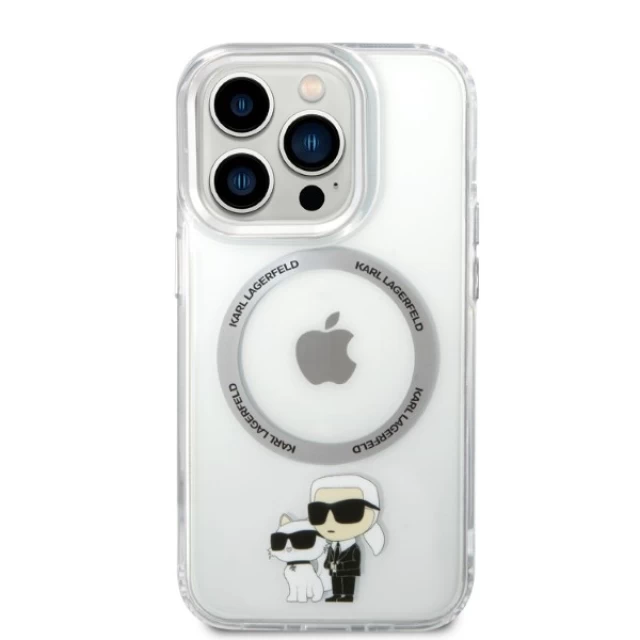 Чехол Karl Lagerfeld Iconic Karl & Choupette для iPhone 14 Pro Transparent with MagSafe (KLHMP14LHNKCIT)