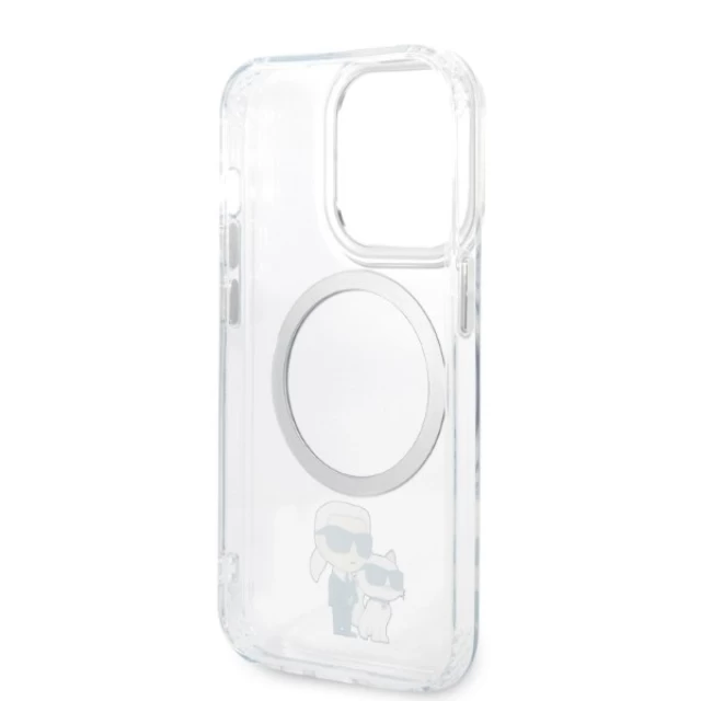 Чехол Karl Lagerfeld Iconic Karl & Choupette для iPhone 14 Pro Transparent with MagSafe (KLHMP14LHNKCIT)