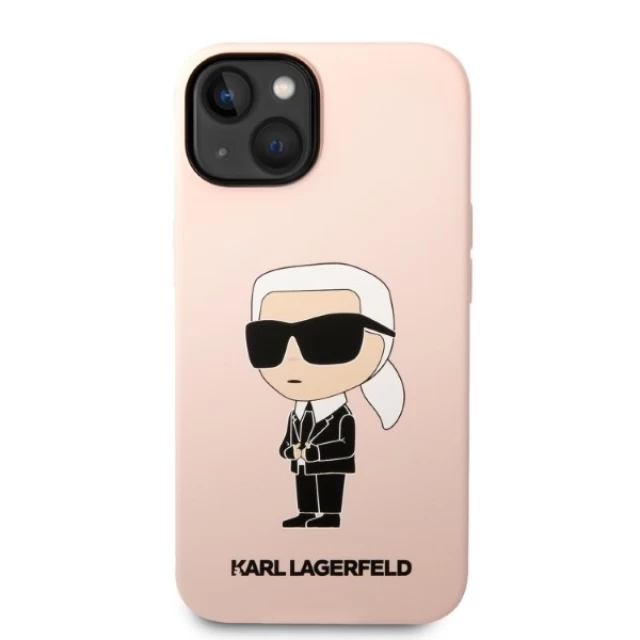 Чехол Karl Lagerfeld Silicone Ikonik для iPhone 14 Plus Pink with MagSafe (KLHMP14MSNIKBCP)