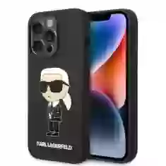 Чехол Karl Lagerfeld Silicone Ikonik для iPhone 14 Pro Black with MagSafe (KLHMP14LSNIKBCK)